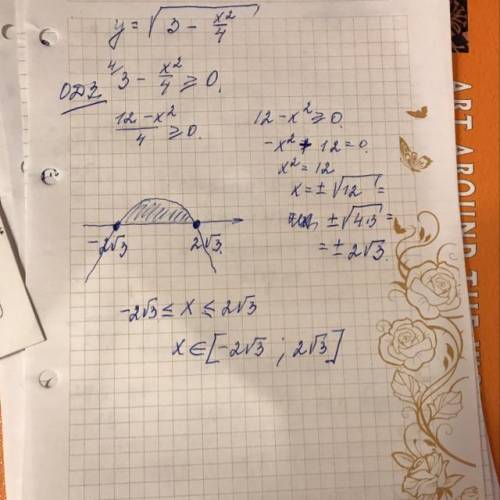 Найдите область определения функции = √3 − x^2/4