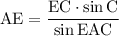 \rm{AE =\dfrac{EC\cdot\sin C}{\sin EAC} }