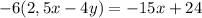 -6(2,5x - 4y)=-15x+24