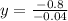 y = \frac{ - 0.8}{ - 0.04}