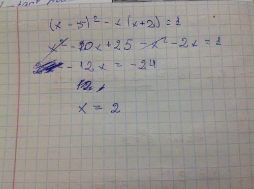 Решите уравнение (x-5)^2-x(x+2)=1​