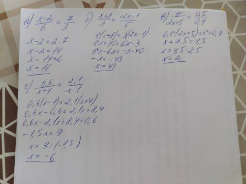 1. Решите уравнения, используя основное свойство пропорции.а) x-2/6=7/3б) x+8/3=2x-1/5в) 5/2x+5=0.5/
