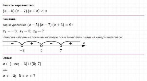 Решите неравенство: a) (x+4)(x+1)(x-3)>0 б) (x-5)(x-7)(x+3)<0 в) (x+9)(x-8)(10-x)>0 г