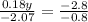 \frac{0.18y}{ - 2.07} = \frac{ - 2.8}{ - 0.8}