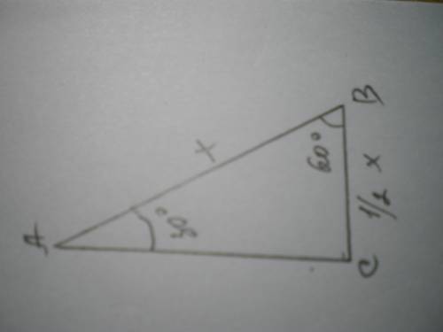 Один из углов прямоугольного треугольника равен 60 градусов,а разность гипотенузы и меньшего катета