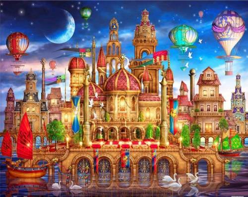 Выполнить изображение одного из предполагаемых городов, используя Photoshop.Сказочный город или Г