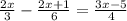 \frac{2x}{3} -\frac{2x+1}{6} = \frac{3x-5}{4} \\