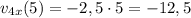 v_{4x}(5) = -2,5 \cdot 5 = -12,5