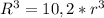 R^3=10,2* r^3