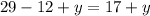 29 - 12 + y = 17 + y