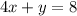 4x+y=8