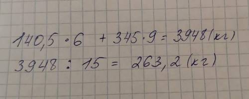 В цирке выступали 6 медведей массой 140,5 кг каждый и 9 медведей 345 кг каждый. Найдите среднюю масс