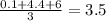 \frac{0.1 + 4.4 + 6}{3} = 3.5