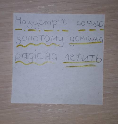 Треба накреслити схему до поданого речення: Назустріч сонцю золотому усмішка радісна летить