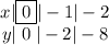 \left\begin{array}{c}x|\boxed{0}|-1|-2\\y|\;0\;|-2|-8\end{array}\right