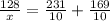 \frac{128}{x}=\frac{231}{10}+\frac{169}{10}