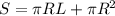 S = \pi RL + \pi R^2