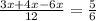 \frac{3x + 4x - 6x}{12} = \frac{5}{6}