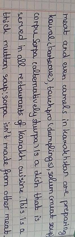 Collect information about the typical foodin the UK and Kazakhstan for lunch. Write a text. Readit t