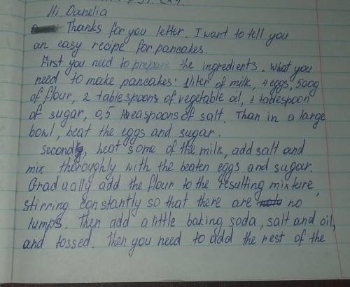 A friend has sent you an email asking for the recipe of your favourite food. Write an email describ