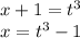 x+1=t^3 \\ x=t^3-1 \\ \\