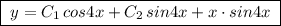 \boxed {\; y=C_1\, cos4x+C_2\, sin4x+x\cdot sin4x\; }