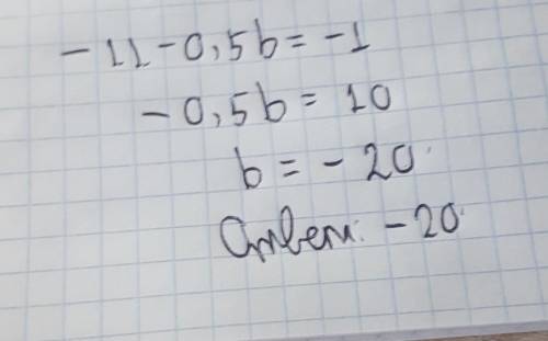 Реши линейное уравнение: −11−0,5b=−1. b= .