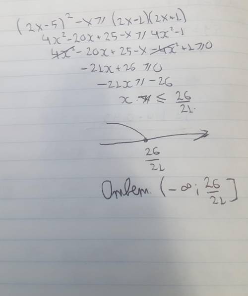 (2x-5)²-x≥(2x-1)*(2x+1) Реши Неравенство