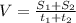 V=\frac{S_1+S_2}{t_1+t_2}