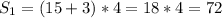 S_1=(15+3)*4=18*4=72