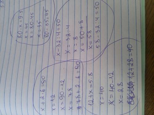 5. Теңдеулерді шеш.х+7- 4 = 406. 3+ х = 7280-х - 9.512 + х = 5-8x - 32 : 4 - 50х+ 2:6 - 94 .ответить