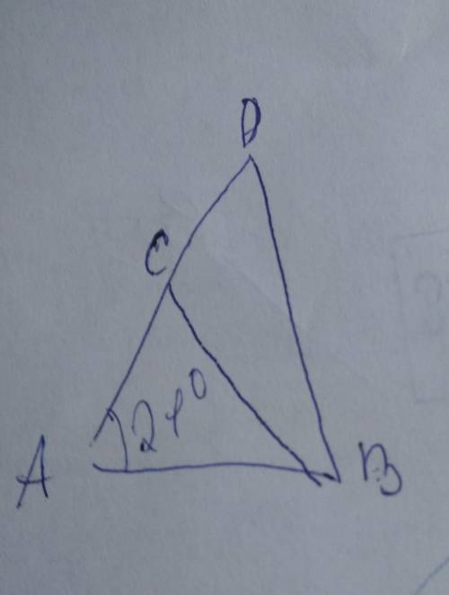 Дан прямоугольный треугольник ADB. BC — отрезок, который делит прямой угол DBA на две части. Сделай