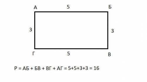 Побудуй прямокутник зі сторонами 5 см і 3 см. Познач його вершини. Обчисли периметр.
