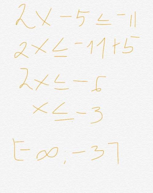 Решите неравенство 2x-5≤-11​