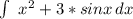 \int\ {x^2 + 3*sinx} \, dx