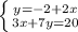 \left \{ {{y=-2+2x} \atop {3x+7y=20}} \right.