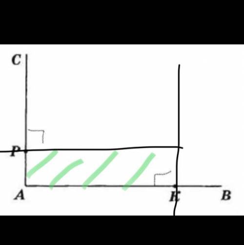 Угол CAB - прямой. Через точку P проведите прямую,перпендикулярную стороне AC, а через точку K прове