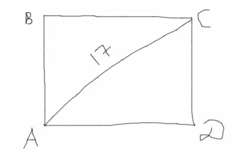 Задача алгебра 8 класс: диагональ прямоугольника равна 17 см, а его периметр 46 см. Найди стороны пр