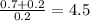 \frac{0.7+0.2}{0.2} = 4.5