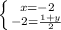 \left \{ {{x=-2} \atop {-2=\frac{1+y}{2} }} \right.