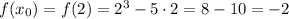 f(x_0)=f(2)=2^3-5 \cdot 2=8-10=-2