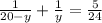 \frac{1}{20-y} +\frac{1}{y} =\frac{5}{24}