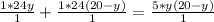 \frac{1*24y}{1} +\frac{1*24(20-y)}{1} =\frac{5*y(20-y)}{1}