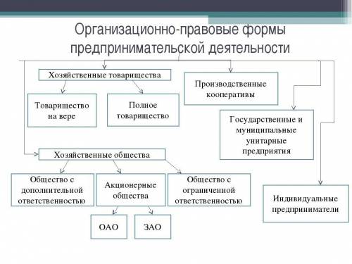 Основная цель и признаки предпринимательской деятельности. 3. Основные организационно-правовые формы