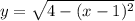 y=\sqrt{4-(x-1)^2}