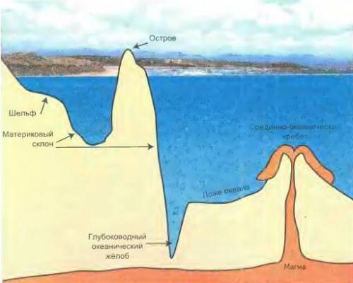 Составить схему Рельеф дна Мирового океана АААА!