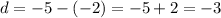 d = - 5 - ( - 2) = - 5 + 2 = - 3