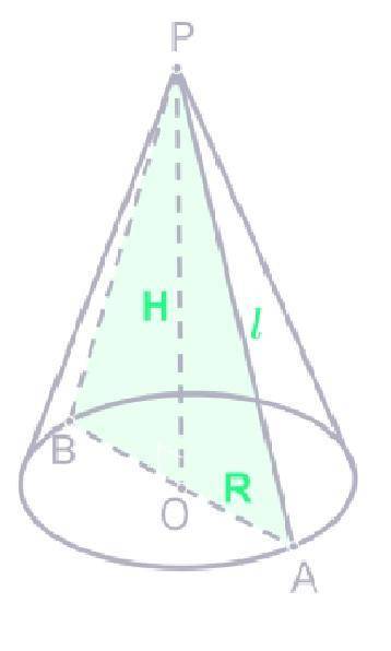 Как вычислить высоту конуса, зная образующую и радиус основания?