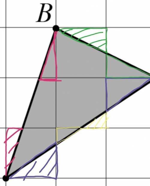 Сколько клеток составляет площадь треугольника АВС на клетчатой бумаге? 1)2.5 2)3 3)3.5 4)4