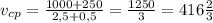 v_{cp}=\frac{1000+250}{2,5+0,5}=\frac{1250}{3}=416\frac23